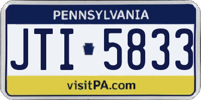 PA license plate JTI5833