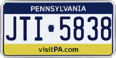 PA license plate JTI5838