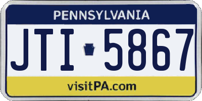 PA license plate JTI5867