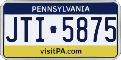 PA license plate JTI5875