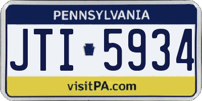 PA license plate JTI5934