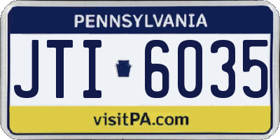 PA license plate JTI6035