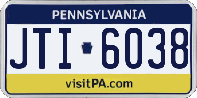 PA license plate JTI6038