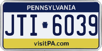 PA license plate JTI6039