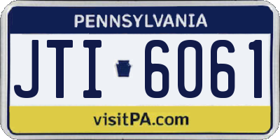 PA license plate JTI6061