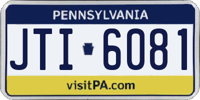 PA license plate JTI6081