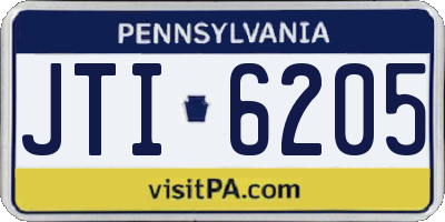 PA license plate JTI6205