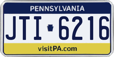 PA license plate JTI6216