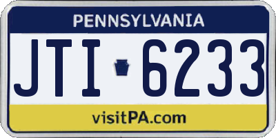 PA license plate JTI6233