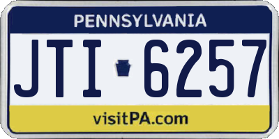 PA license plate JTI6257