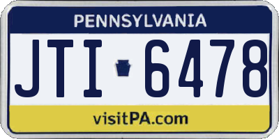 PA license plate JTI6478