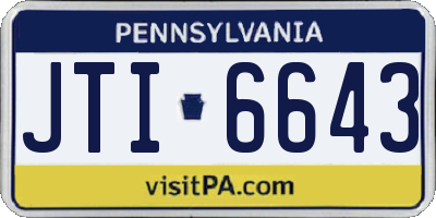 PA license plate JTI6643