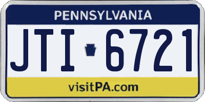 PA license plate JTI6721