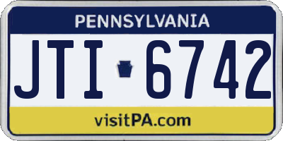 PA license plate JTI6742