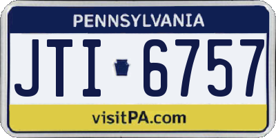 PA license plate JTI6757