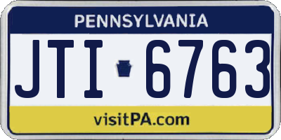 PA license plate JTI6763