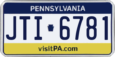 PA license plate JTI6781