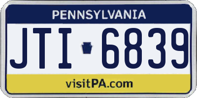 PA license plate JTI6839