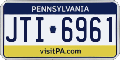 PA license plate JTI6961