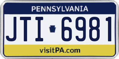 PA license plate JTI6981