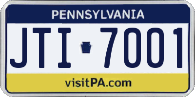 PA license plate JTI7001