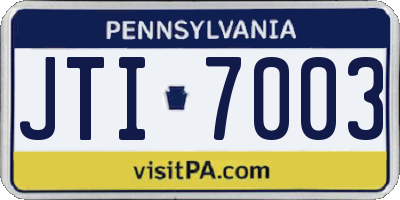 PA license plate JTI7003
