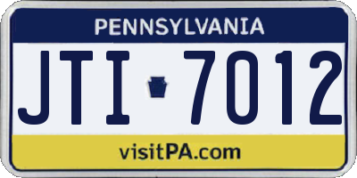 PA license plate JTI7012
