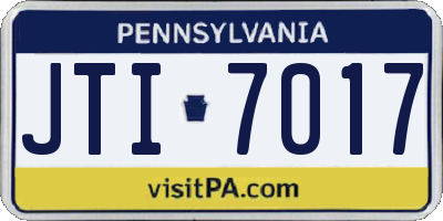 PA license plate JTI7017