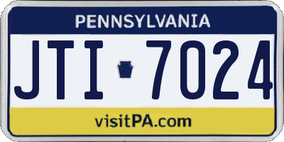 PA license plate JTI7024