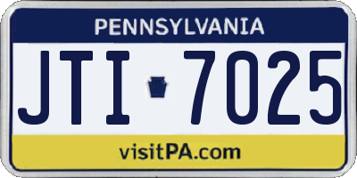 PA license plate JTI7025