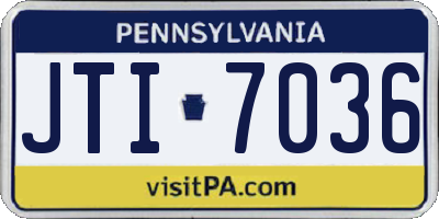 PA license plate JTI7036