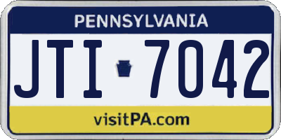 PA license plate JTI7042