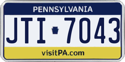 PA license plate JTI7043