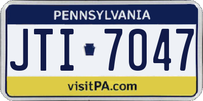 PA license plate JTI7047