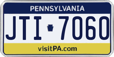 PA license plate JTI7060