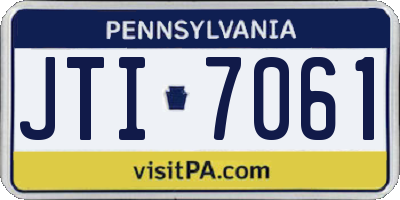 PA license plate JTI7061
