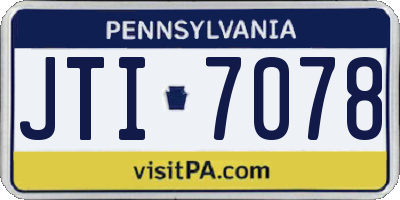 PA license plate JTI7078