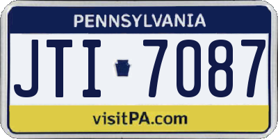 PA license plate JTI7087