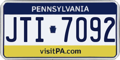 PA license plate JTI7092
