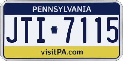 PA license plate JTI7115