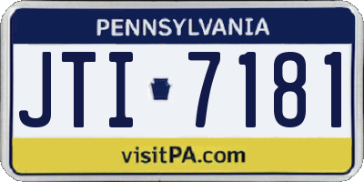PA license plate JTI7181