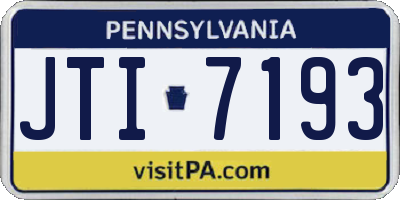 PA license plate JTI7193