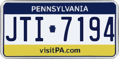 PA license plate JTI7194