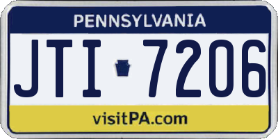 PA license plate JTI7206