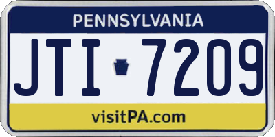 PA license plate JTI7209