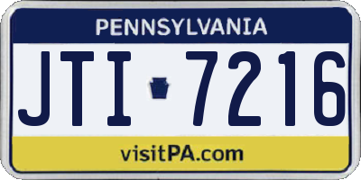 PA license plate JTI7216