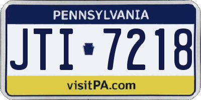 PA license plate JTI7218
