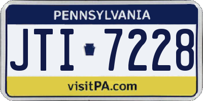 PA license plate JTI7228