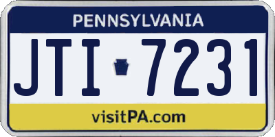 PA license plate JTI7231