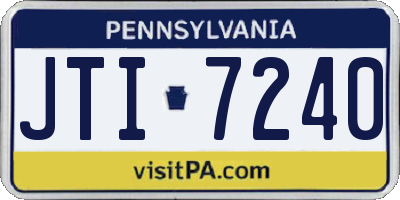 PA license plate JTI7240